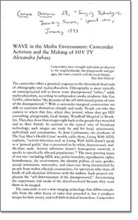 WAVE in the Media Environment: Camcorder Activism and the Making of HIV TV photo
