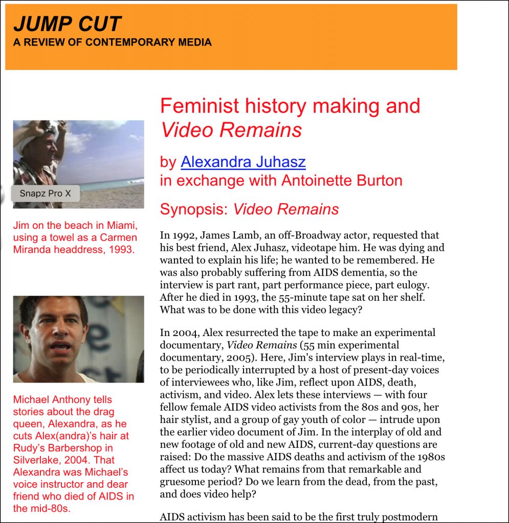 Feminist History Making and Video Remains: A Dialogue with Antoinette Burton photo